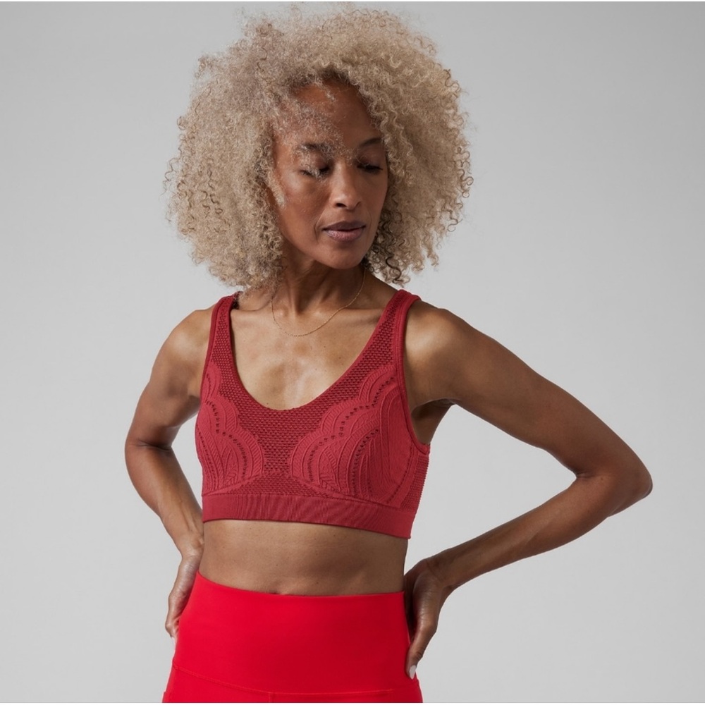 Athleta Restore Lace Sports Bra A-C, Dark Red, Medium